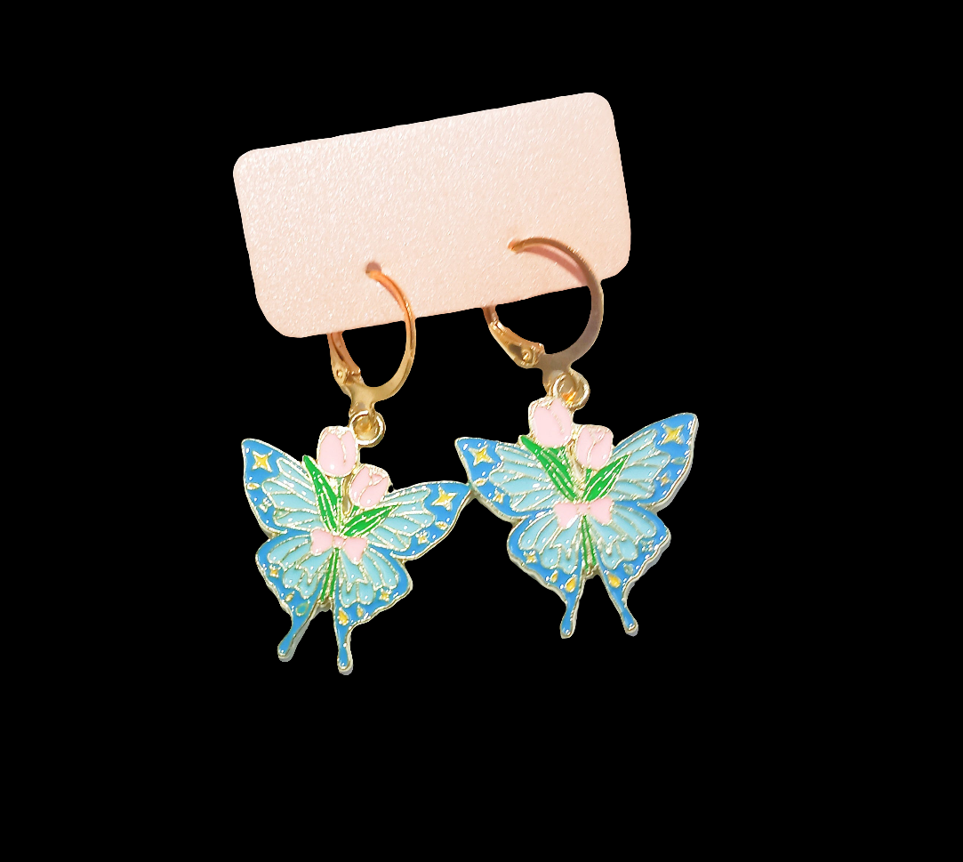 Light Blue butterfly Immitation Earrings