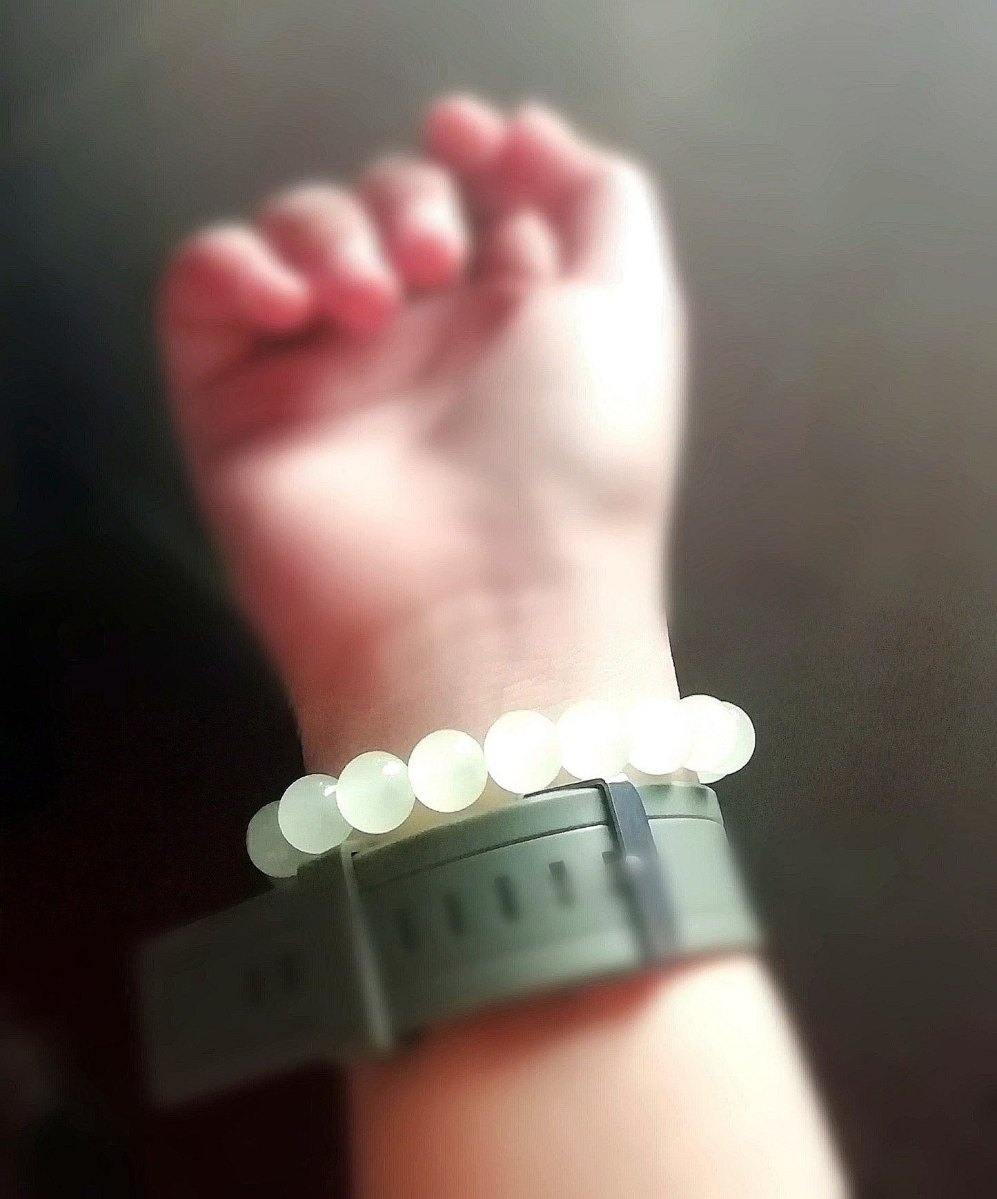 Green Glass Bracelet and cherry ring