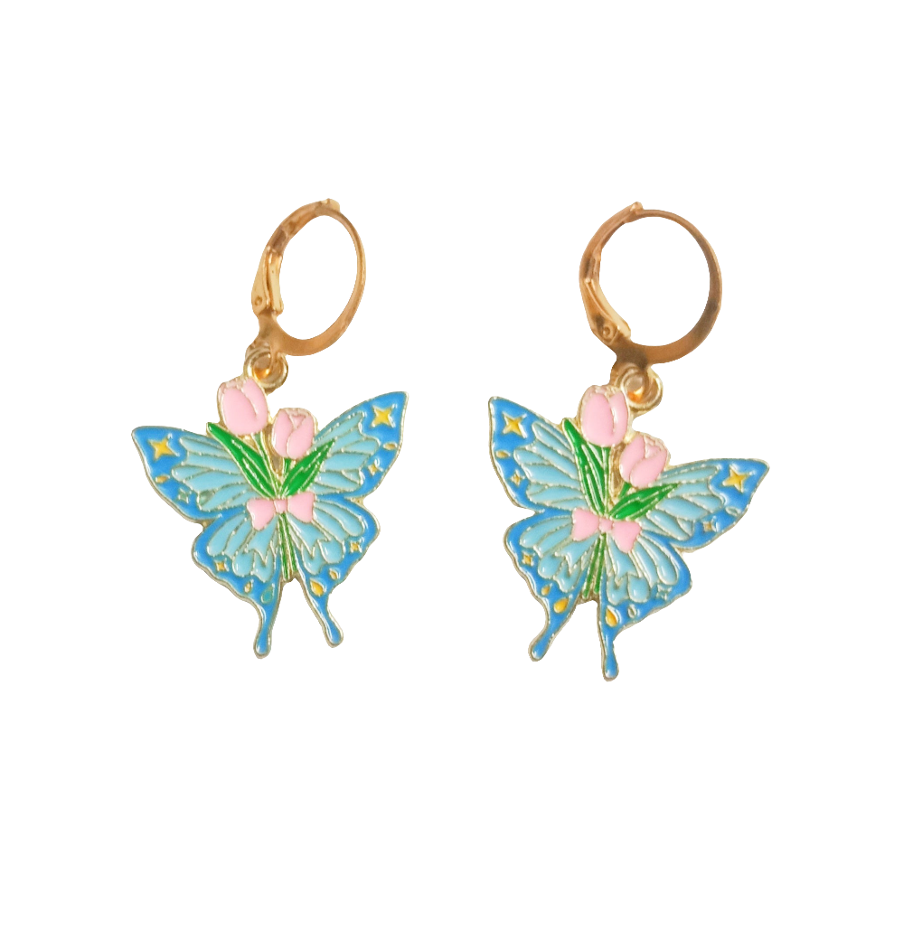 Light Blue butterfly Immitation Earrings