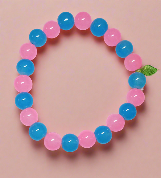 Pink-Blue Glass Beads Bracelet