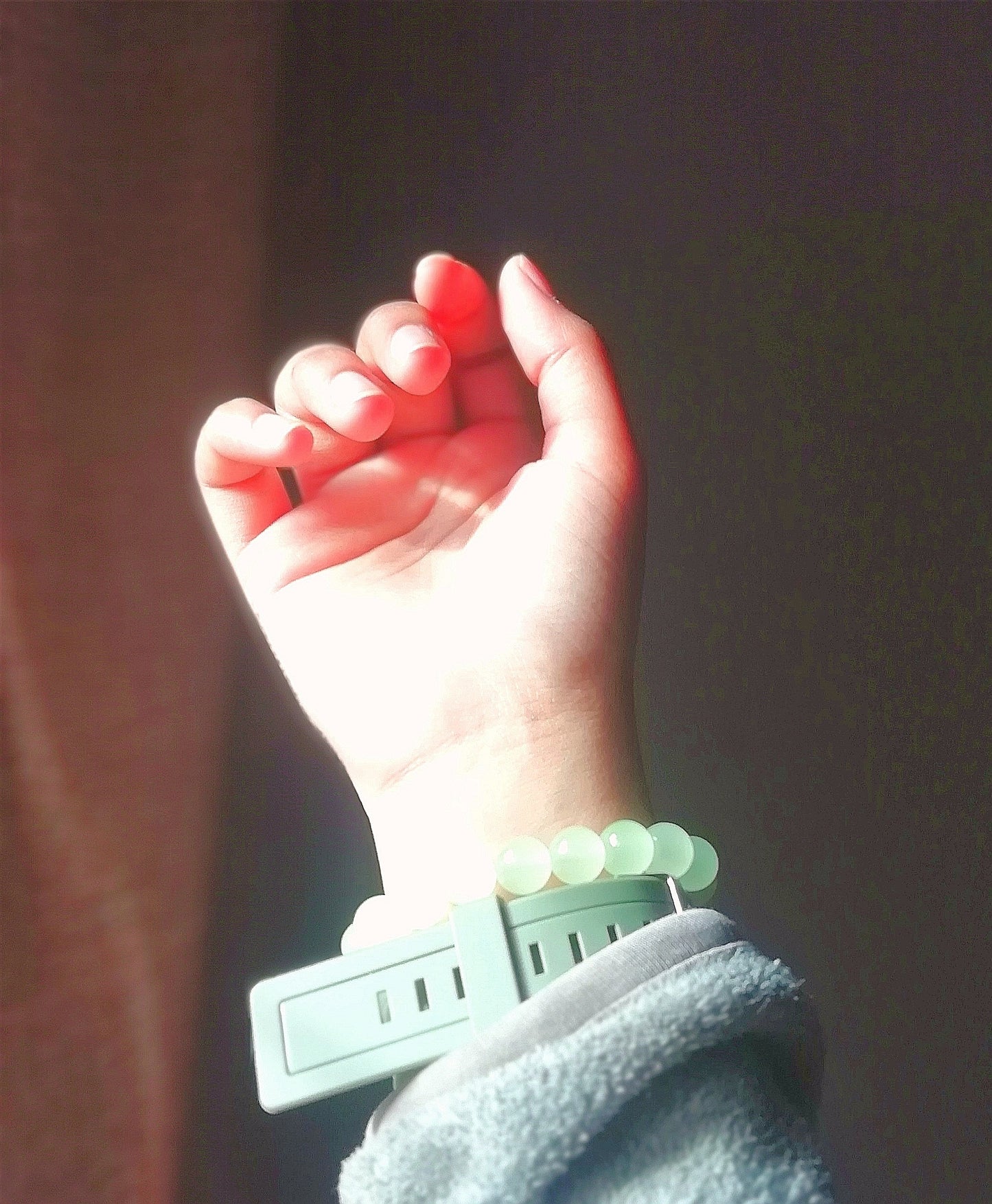 Green Glass Bracelet and cherry ring