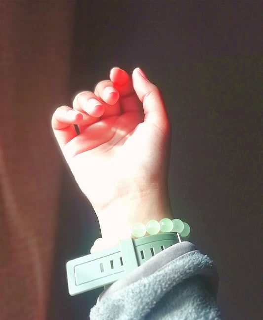 Green Glass Bracelet and cherry ring